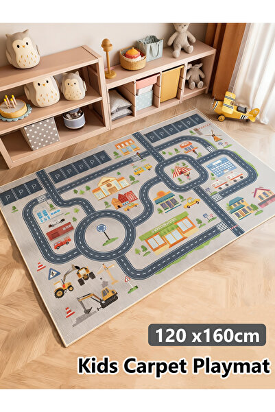 Generic Kids Carpet Playmat 120×160cm Baby Play Rug Road Traffic Play Mat Baby Crawling Mat Floor Mat