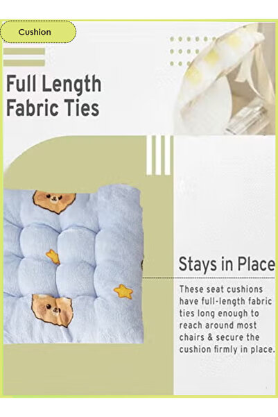 Generic 2pc Chair Cushion Thickened Square Soft Fluffy Backrest Pillow Washable Seat Cushion with Ties Seat