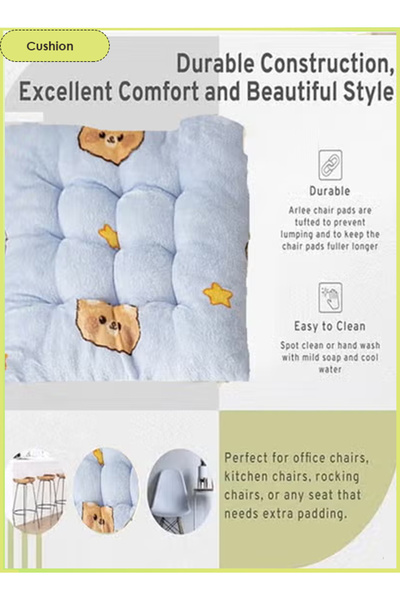 Generic 2pc Chair Cushion Thickened Square Soft Fluffy Backrest Pillow Washable Seat Cushion with Ties Seat