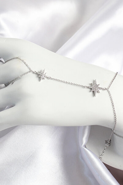 shopwave Brass Zircon Stone Pole Star Model Silver Color Women's Shahmeran