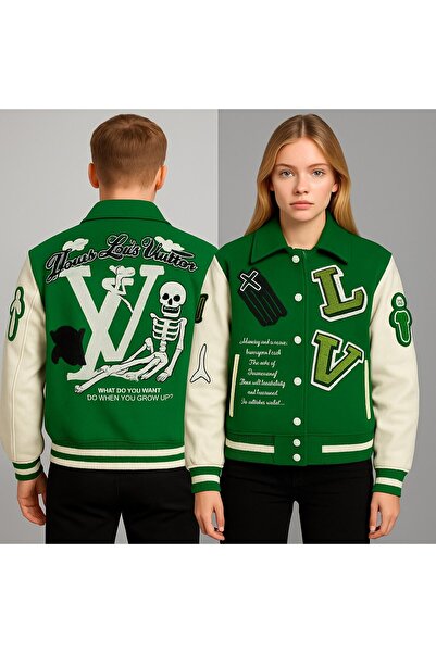 YusGos Unisex Women/Men Special Design High Quality College Coat Jacket with Embroidery on Back and Front