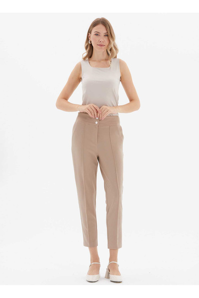 Selen Normal Bel Standart Bej Kadın Pantolon 25KSL5482