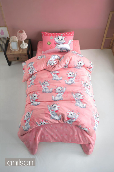 Anılsan Милий комплект постільної білизни для дітей з принтом котиків, односпальний, м'яка бавовняна тканина