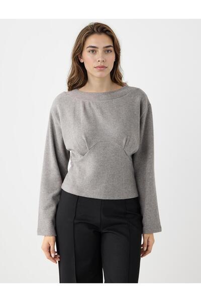 Jimmy Key Anthracite Melange Boat Neck Long Sleeve Soft Textured Sweatshirt