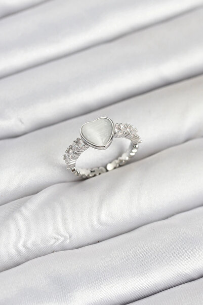 shopwave خاتم نسائي من حجر الزركون بلون فضي نحاسي على شكل قلب