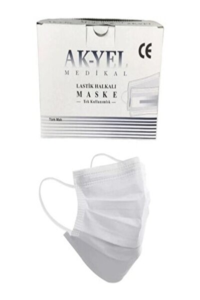cgp medikal can güven park Akyel Maske meltblown 3 kat filtreli beyaz 100 adet