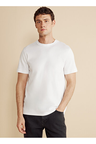 BROOKS BROTHERS Bisiklet Yaka Beyaz Erkek T-Shirt BBFW25MTS005