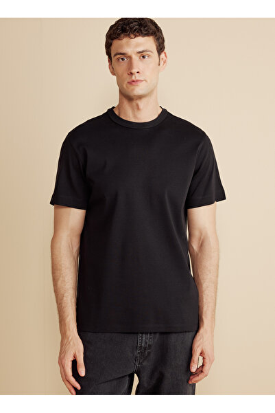 BROOKS BROTHERS Bisiklet Yaka Siyah Erkek T-Shirt BBFW25MTS005