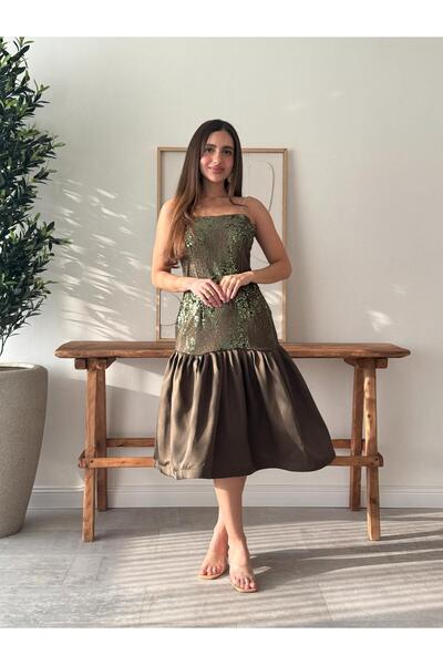 Generic olive green evening dress