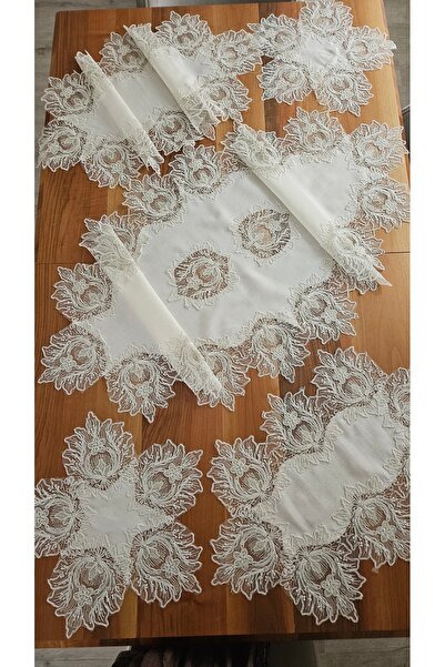 BRL ÇEYİZ HOME طقم صالة فاخر مزين بالدانتيل على الكتان