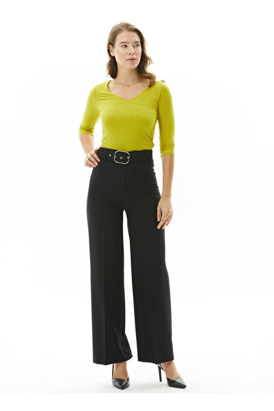Selen Normal Bel Standart Siyah Kadın Pantolon 25KSL5486