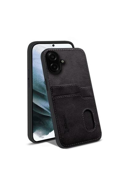 Zebana Samsung Galaxy A07 Compatible Case Luxury Leather Case with Card Holder Black