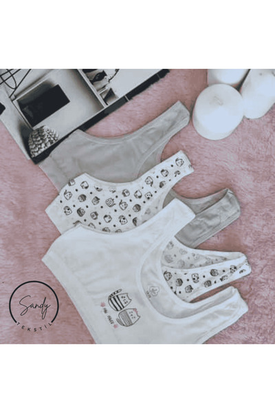 Koza soft Sandy 3-Pack Cotton Flexible Padless Bustier Thick Strap First Children's Bra