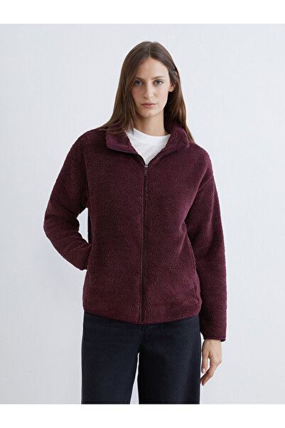 LC Waikiki New Season Stand Collar Women's Plush Cardigan