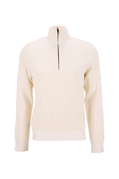 Fabrika Bato Yaka Slim Fit Düz Ekru Erkek Kazak F5WM-KZK 2313