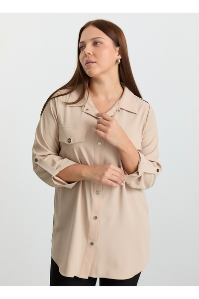 Selen Polo Yaka Düz Taş Kadın Bluz 25KSL8297