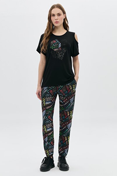 DAIDO بنطلون مطبوع رقميًا بخصر مطاطي