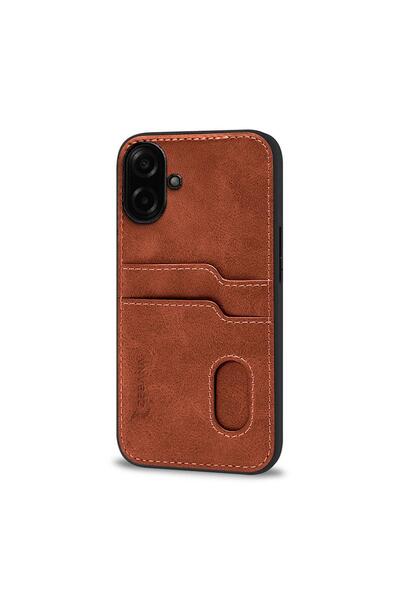 Zebana Samsung Galaxy A07 Compatible Case Luxury Leather Case with Card Holder Brown
