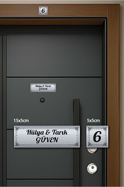 Grafiklas 2’li Set Gümüş Kapı İsimliği – Metal Kapı Numarası ve Kapı İsimliği...