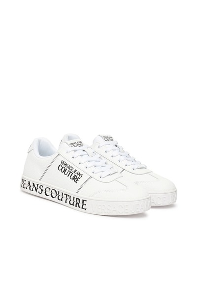 Versace Men's Fondo Court 88 Dis. Sk6 Sneaker with Base Text Logo - White