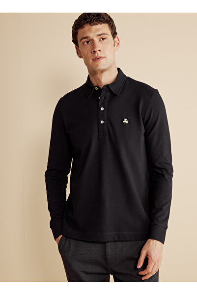 BROOKS BROTHERS Polo Yaka Siyah Erkek T-Shirt BBFW25MTS006