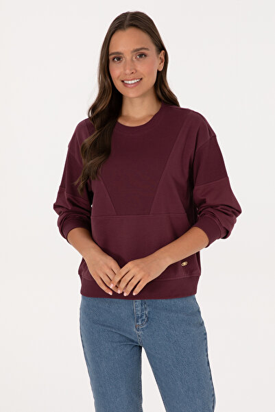 U.S. Polo Assn. Women's Burgundy Cotton Crew Neck Sweatshirt 50314170-Vr177