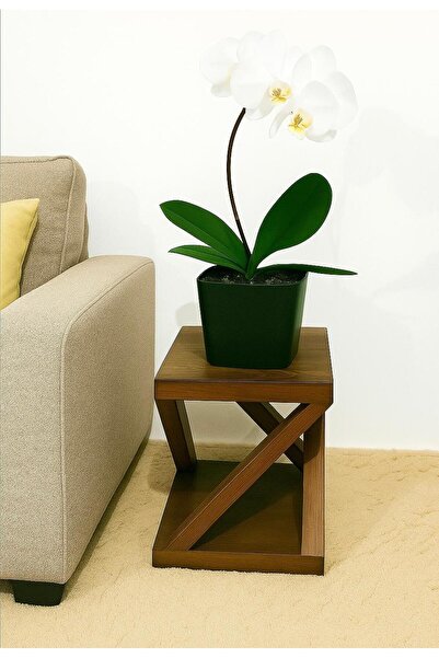 Handmade çiçeklik yan sehpa ahşap masif dekoratif