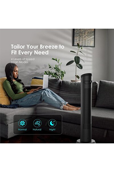 oraimo 40" Silent Tower Fan - 50W DC Brushless, 3 Modes, 4 Speeds, 12H Timer, LED Display