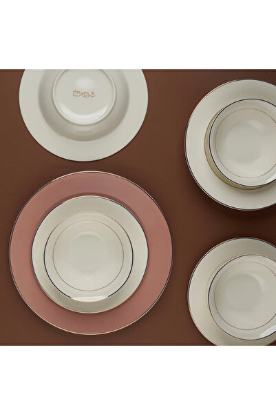 DIVA LADY Luxury porcelain dinnerware set in an elegant matte pink design – 24 pieces