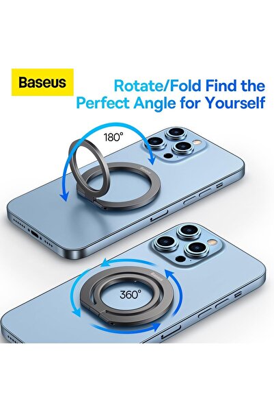Baseus Halo Series Cell Ring Holder Stand, 360° Rotation Magnetic Ring Stand – Grey