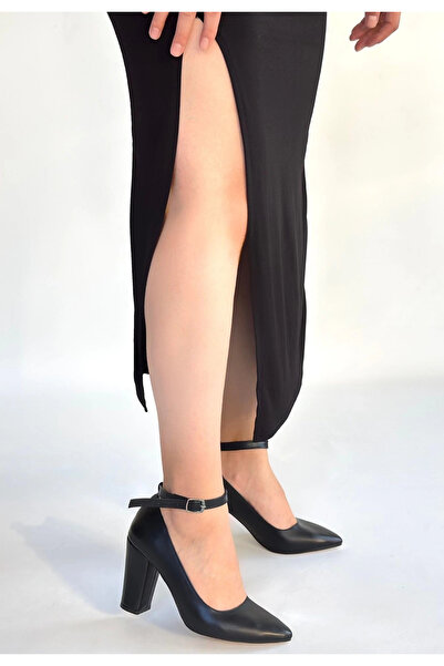 KAZAX Rity Black Leather Heeled Shoes