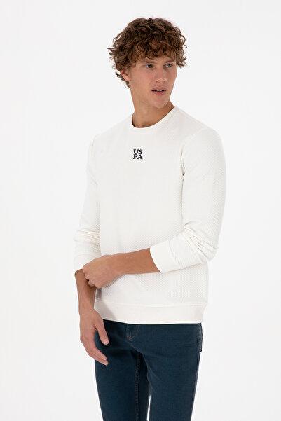 U.S. Polo Assn. Men's Regular Fit Crew Neck Cream Sweatshirt 50308649-Vr071