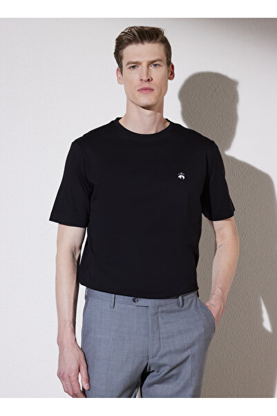 BROOKS BROTHERS Bisiklet Yaka Siyah Erkek T-Shirt BBSS25MTS004