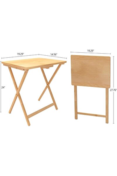 Yelajoy Fully Assembled Wooden TV Trays Set of 2, Folding TV Tray Tables, TV Dinner Tray for Eating