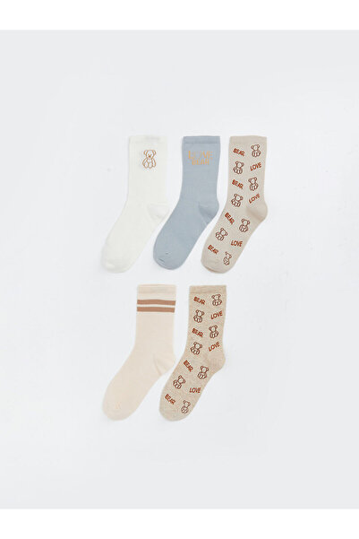 LC Waikiki Peak New Season Bear Printed Women's Socks 5-Piece