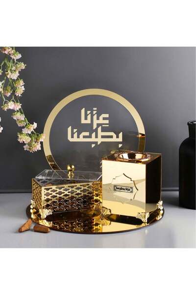 Story of candle مجموعة مبخرة اليوم الوطني - أكريليك مع نقش "فخرنا بالطبيعة"