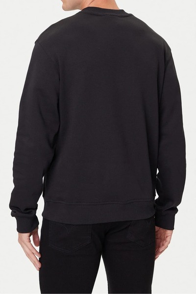 Versace Men's Gold Foil Print Emblem Crew Neck Sweatshirt - Black/Gold