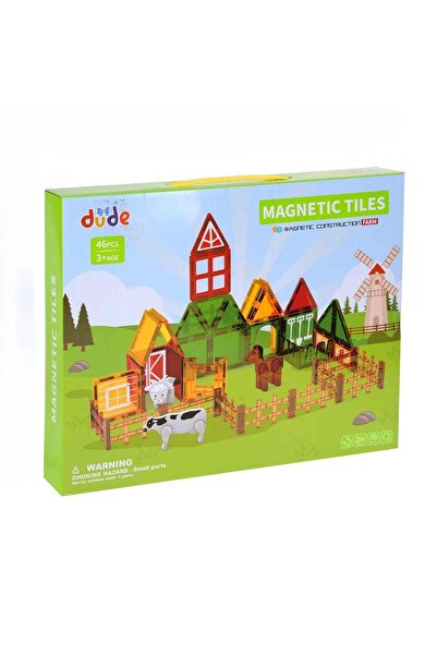 hak-iş oyuncak 46 Pieces Magnet Farm Series Blocks