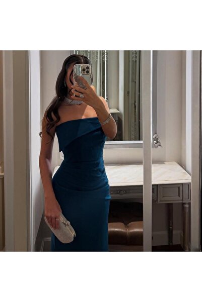 ProWorks & RTC فستان ناعم بلون بترولي ازرق