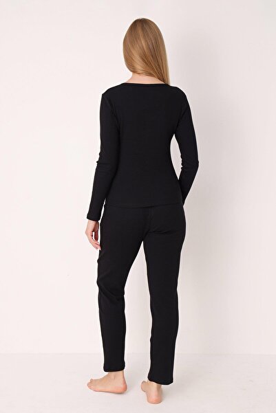 NBB Women's Wide Neck Long Sleeve Transitional Solid Color Home Wear Pajama Set, 100% Cotton