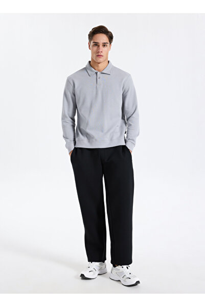 Lee Cooper Polo Neck Gray Men's Sweatshirt 261 Lcm 241037 Gale Gray