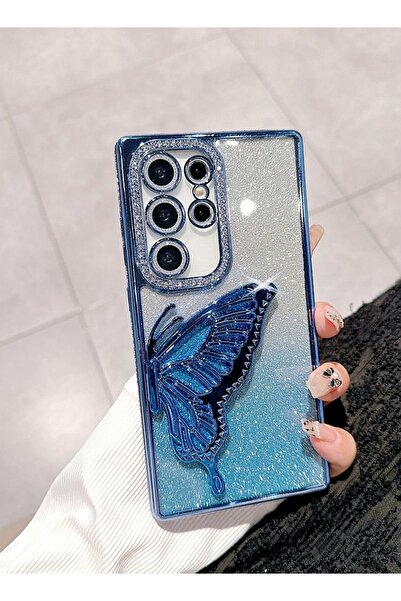 Generic for Samsung S25 Ultra Case，Sparkly Butterfly，Diamond Edge，Glitter Gradient Galaxy S25 Ultra Cover