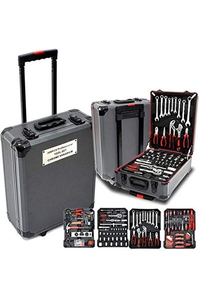 China 187-Piece Tool Set in Wheeled Metal Case, Silver