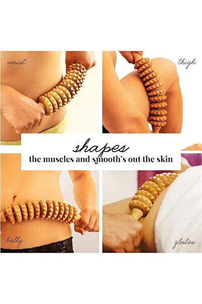 RABY Wooden anti-cellulite massager, 42 cm, beige