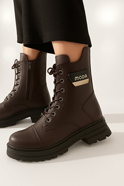 Trendlov Kalın Taban Bağcıklı Moda Postal Bot