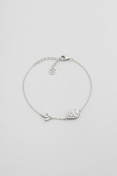 So CHIC... Zambak Işıltısı 18 Ayar Beyaz Altın Kaplama 19 Cm Gümüş Bileklik