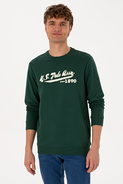 U.S. Polo Assn. Erkek Bisiklet Yaka Regular Fit Koyu Yeşil İnce Sweatshirt 50...