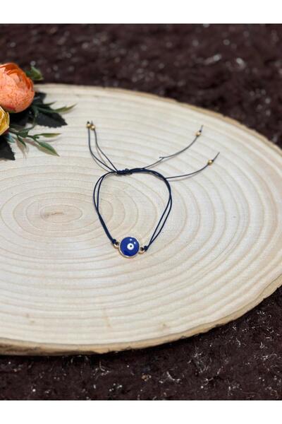 golden takış Lacivert İpli Nazar Boncuğu Bileklik - Halhal