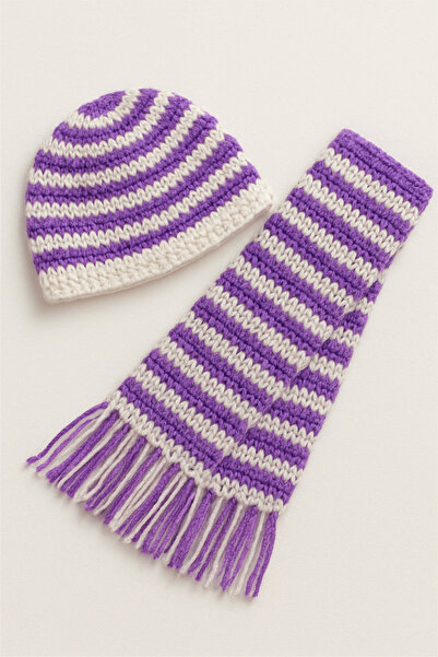 Yalçınoğlu Kids Set de eșarfe și beretă pentru copii din lână tricotată manual |   2-6 ani |   Set de iarnă realizat manual |   Set de iarnă pentru menținerea căldurii I