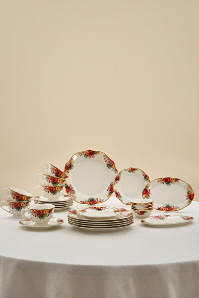 Karaca Forever Bone Amarose 26 Parça 6 Kişilik Kahvaltı Takımı